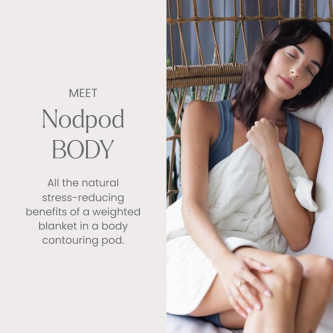 nodpod Body 6.5lb Patented Compact Weighted Blanket | Perfect for Relaxation, Lounging, Napping, Sleeping & Travel, Glass Bead Filled, Machine Washable, 29" x 24", Bone