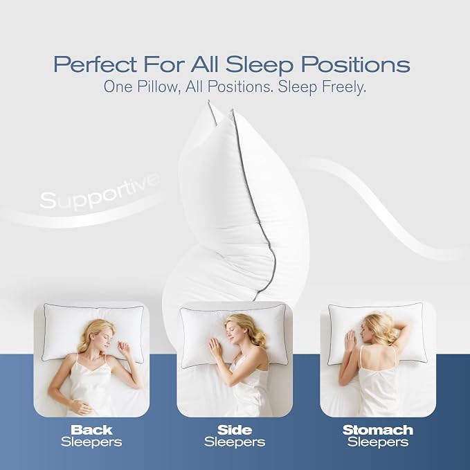 King Size Pillows Set of 2, Ultra Thick Down Alternative Bed Pillows,Cooling Hotel Quality King Size Pillows for Back, Stomach or Side Sleepers,Machine Washable(White,2 Pack)