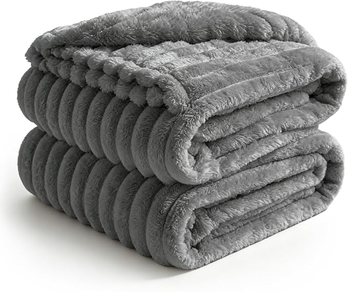BEDELITE Ribbed Full Size Blanket for Bed, Cream, 84"x90" | Ultra-Soft Plush Fleece, Warm Yet Lightweight, Ribbed Texture, Home Decor, Machine Washable, Giftable, All-Season Use