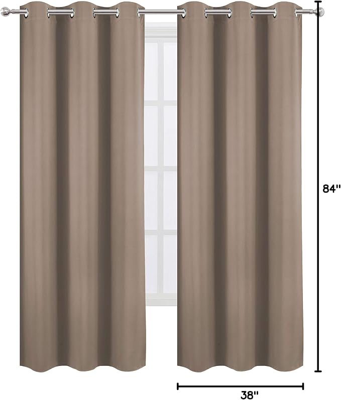 Cappuccino Thermal Blackout Curtains/38 x 84 Inch/Set of 2 Panels Room Darkening Curtains for Bedroom