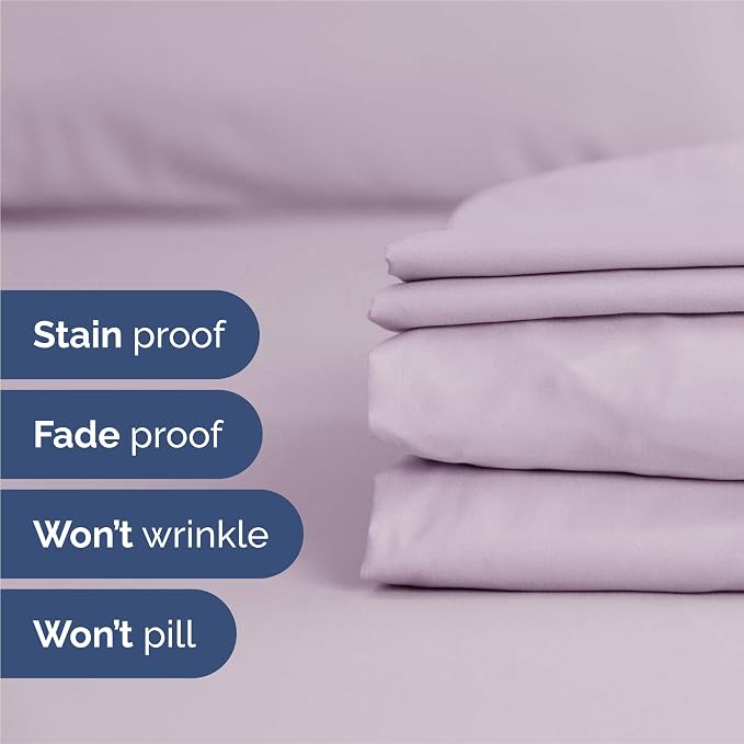 Split King 7 Piece Bed Sheet Set - Breathable & Cooling - Light Lavender | Ultra-Soft Hotel Luxury Bedding Set w/ 8-16 Inch Deep Pockets, 1 Flat & 2 Fitted Sheet & 4 Pillowcases, Wrinkle & Fade Free