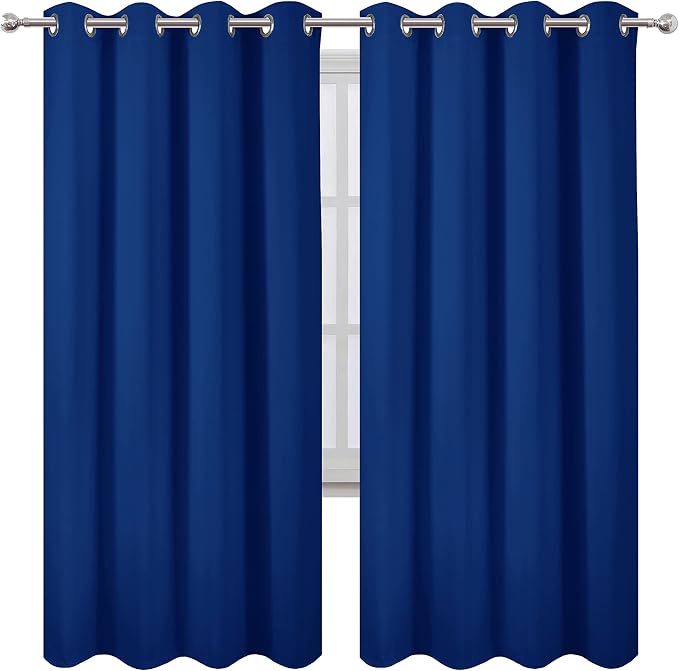 Blackout Curtains 52 x 72 inch/Royal Blue Curtains Set of 2 Panels/Thermal Insulated Room Darkening Bedroom Curtains