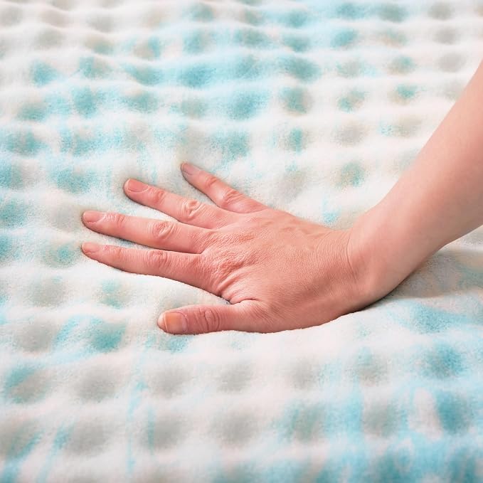 Linenspa 2 Inch Gel Memory Foam Mattress Topper – Egg Crate Style, Reversible for two feels – Promotes Airflow & Relieves Pressure Points – Twin XL