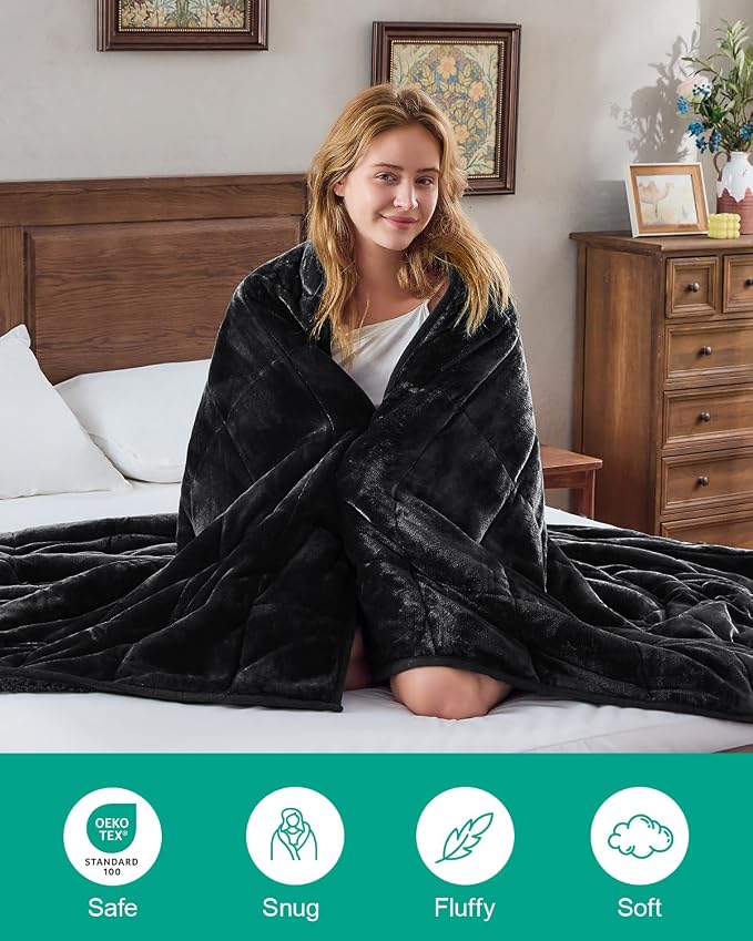 Ultra Soft Sherpa Weighted Blanket for Adults, 80"x87" 15lbs Heavy Blankets | Cozy Comfort for Relaxing Nights, Double-Sided Fluffy Sherpa & Fleece, Double Inner Layers-No Bead Bunching, Even Weight