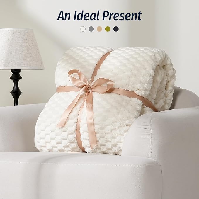 Fleece Weighted Blanket for Adults 80" x 87" 15lbs Fuzzy Blankets White | Dual Sided Soft Sherpa Weighted Blankets, 3D Imitation Turtle Shell Warm Jacquard Flannel Heavy Blanket for Couch and Bed