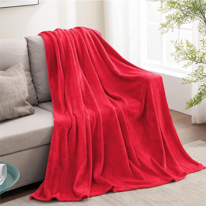 BEDELITE Fleece Blanket Soft Plush Twin Size Blanket Red 60"x80" | Ultra Soft Fleece, Plush Microfiber, Lightweight Warmth, All Season Comfort, Fade Resistant, Machine Washable, Couch Sofa Bed
