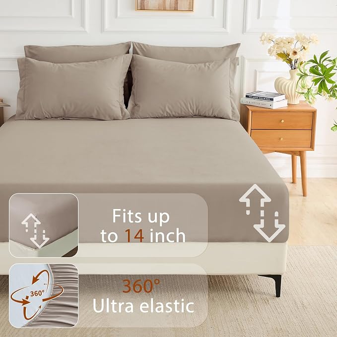 7 Pieces Full Comforter Set, Soft Bed in a Bag Full Size, All Season Bedding Set with Comforter, Flat Sheet, Fitted Sheet, Pillowcases & Shams, Linen