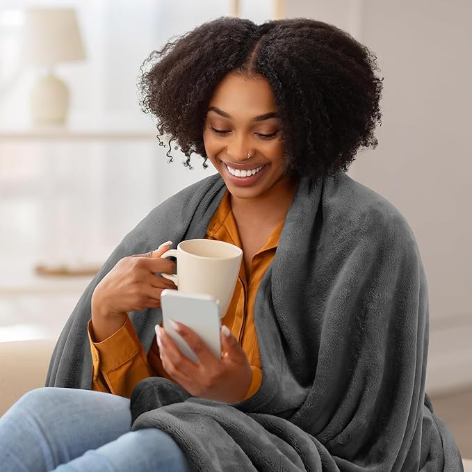 Utopia Bedding Ultra Soft Fleece Bed Blanket Throw Size Grey (50x60 Inches) | Microfiber Plush Warm Lightweight Breathable Cozy Blanket Anti-Static, All Season Use, Gift for Women and Men
