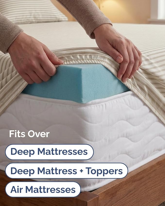 Extra Deep Twin XL Sheet Set - 3 Piece College Dorm Room - Beige Stripes | Soft, Breathable & Cooling, Easily Fits 18 to 24 inch Mattress, Wrinkle Free & Fade Resistant with Extra Deep Pockets