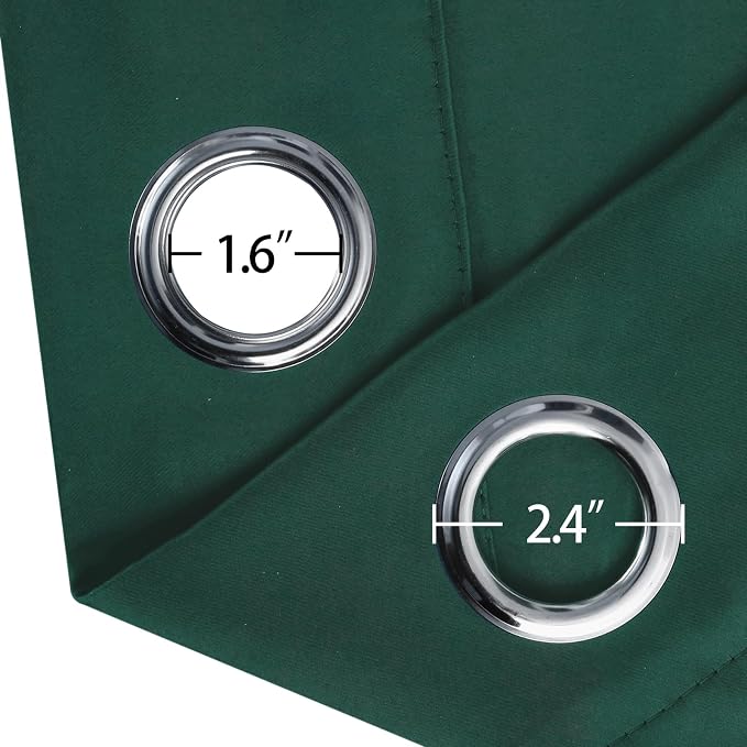 Blackout Curtains 52 x 90 Inch Long Dark Green Curtains Set of 2 Panels Room Darkening Curtains for Bedroom and Living Room