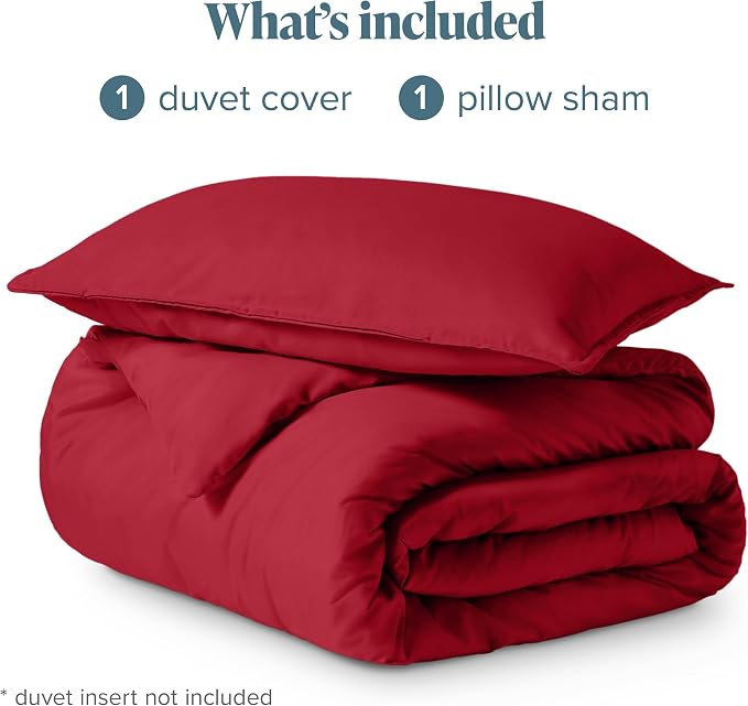 Bare Home Duvet Cover Set 1800 Ultra-Soft (Twin/Twin XL, Red) | Lightweight, Cooling, Breathable, Premium 1800 Ultra-Soft, All-Season