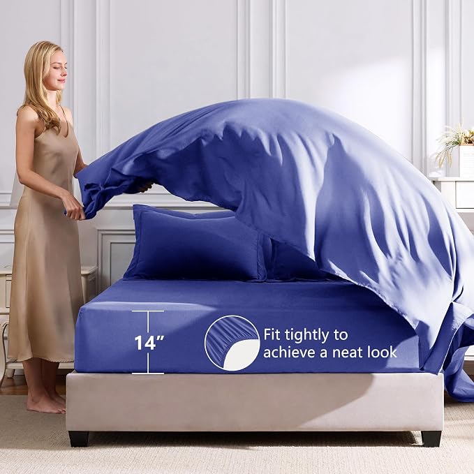 Queen Comforter Set with Sheets Very Peri - 7 Pieces Bed in a Bag | OEKO-TEX Certified, All Season, 240GSM Down-Alternative Comforter, Sheets, Pillowcases & Shams, 14" Deep Pocket, Easy Care