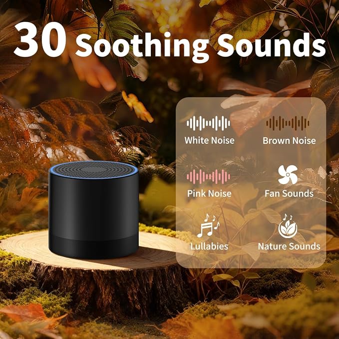 Portable Mini White Noise Machine Sound Machine with 30 Soothing Sounds for Newborn Kids Adults Rechargeable Sleep Brown Noise Machine with 4 Timers Memory Function for Travel Camping Home and Office