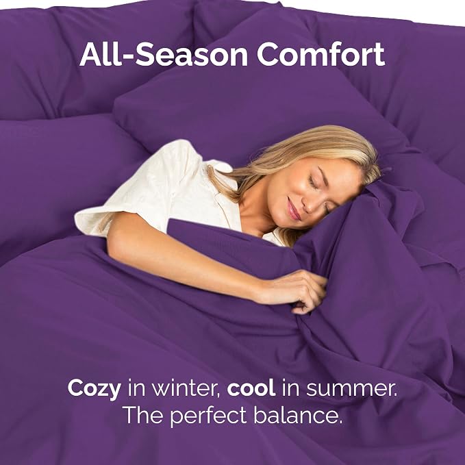 Queen Flat Sheet - Single Top Flat Sheet Only - Soft & Cooling - Purple | Hotel Luxury Top Flat Sheet Only, Ultra-Soft, Breathable & Cooling, Fade & Wrinkle Free, Easy-Care, Stain & Shrink Resistant