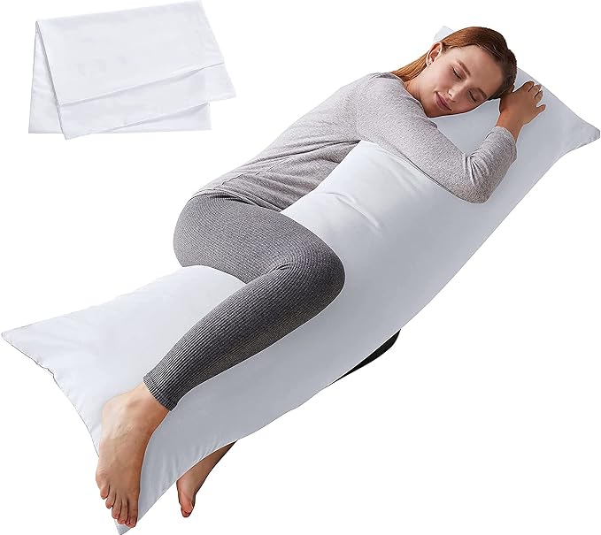 ELNIDO QUEEN Body Pillow with Pillowcase - Soft Long Bed Pillow for Adults - Breathable Full Body Pillow Insert for Sleeping, 20x54inches - White