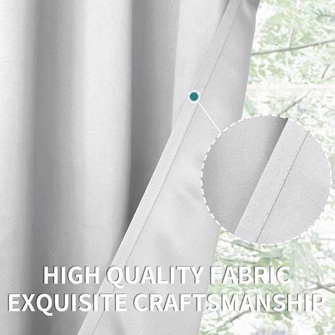 BGment Room Darkening Curtains 95 Inches Long - Grommet Thermal Insulated Drapes Window Treatment Curtains for Bedroom, 2 Panels, 52 x 95 Inch, Greyish White | Grommet Top, Extra Long, Light-Blocking, Sunblock, Thermal Insulated, Window Drapes for Livi...