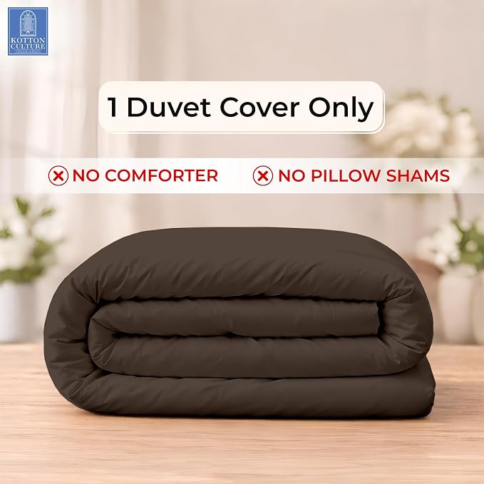 1 Pc 120"x120" Duvet Cover Super King Plus/Super Oversize King Size 100% Egyptian Cotton - 600 TC Comforter Cover, Zipper Closure & Corner Ties -Fits Only Extra Large Inserts -Chocolate