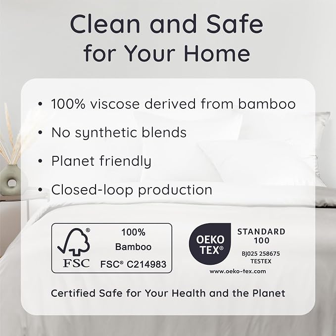 Bambaw 100% Viscose Derived from Bamboo Sheet Set Twin Size – 4-Piece Twin Size Sheets Set, Cooling, Smooth & Lightweight, Deep Pocket Design, Comfortable All Night (Moonlight Gray)