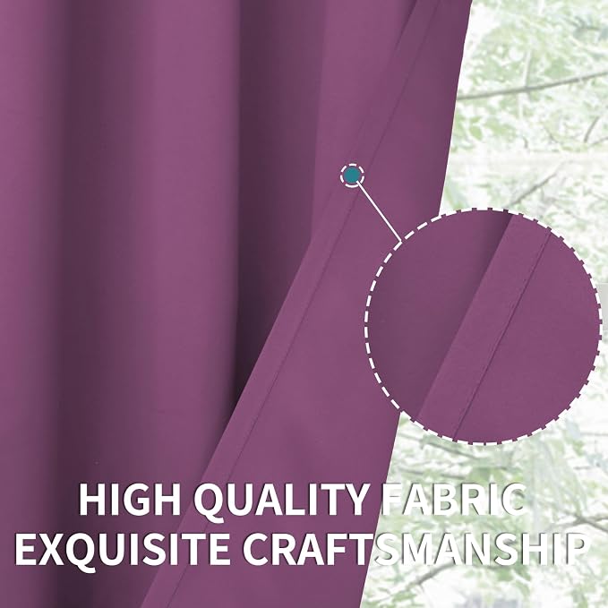 BGment Eggplant Purple Blackout Curtains for Bedroom 45 Inch - 2 Panels | Grommet Top, Black Out, Room Darkening, Sunblock, Thermal Insulated, Window Drapes for Kids Boys Room, 52x45 Inch
