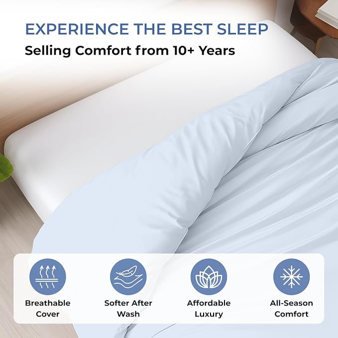 1 Pc 120" x 98" Duvet Cover Oversized King 100% Egyptian Cotton - 600 Thread Count Comforter Cover, Zipper Closure & Corner Ties - Fits Large King Inserts - Sky Blue
