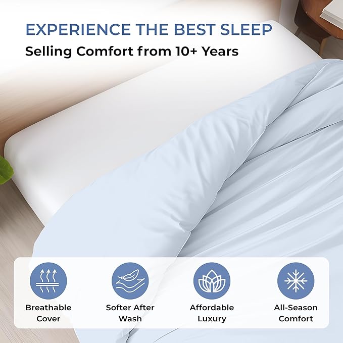 1 Pc 120"x120" Duvet Cover Super King Plus/Super Oversize King Size 100% Egyptian Cotton - 600 TC Comforter Cover, Zipper Closure & Corner Ties - Fits Only Extra Large Inserts -Sky Blue