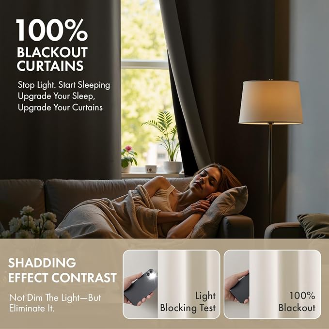 MIULEE Cream 100% Blackout Curtains for Bedroom 40x84 Inch Length | 2 Thick Layers Thermal Insulated Window Curtains with Black Liner, Noise Reducing Grommet, Drapes for Living Room, 2 Panels