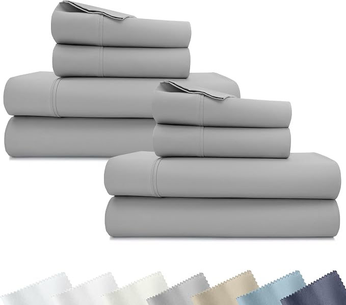 California Design Den 2-Pack Soft 100% Cotton King Size Sheets Set | 400 Thread Count Backed by Good Housekeeping Seal, 16" Deep Pocket, All-Around Elastic, Durable, Easy Care - Light Grey