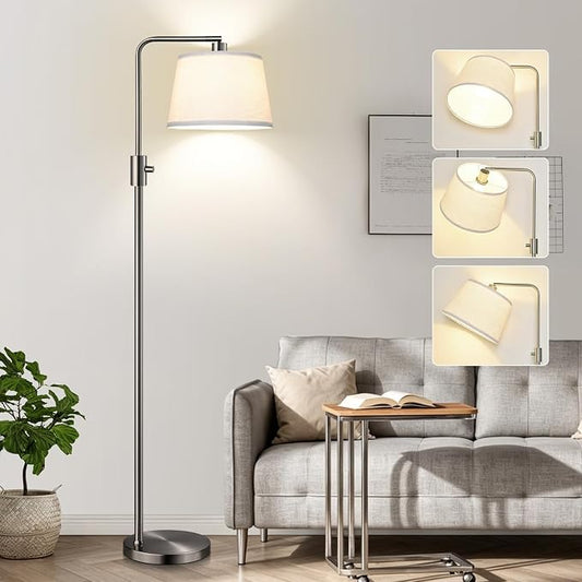 Nintiue 【Upgraded】 Dimmable Floor Lamp, 1000 Lumens LED Edison Bulb Included, Brushed Nickel Arc Floor Lamps for Living Room Modern Standing Lamp Tall Lamps for Living Room Bedroom