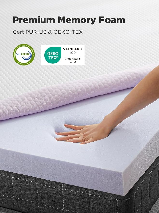 PERLECARE Full Size Mattress Topper, 2 Inch Gel Memory Foam Mattress Topper for Pressure Relief, Premium Soft Topper for Cooling Sleep, Non-Slip Design with Removable&Washable Cover,Oeko-Tex Certified
