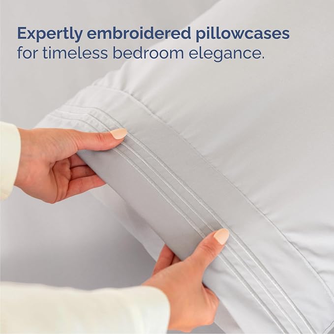 Cal King Size 4 Piece Sheet Set - Breathable & Cooling Sheets - French Grey | Hotel Luxury Bed Sheets for Women & Men, Deep Pockets, Easy-Fit, Extra Soft & Wrinkle Free Sheets, Oeko-Tex Bed Sheet Set
