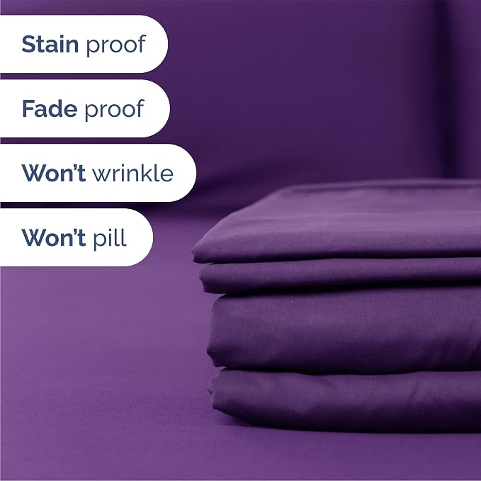 Queen 6 Piece Bed Sheet Set - Comfy, Breathable & Cooling Sheets - Purple | Ultra-Soft Hotel Luxury Bedding Set w/ 8-16 Inch Deep Pockets, 1 Flat & 1 Fitted Sheet & 4 Pillowcases, Wrinkle & Fade Free