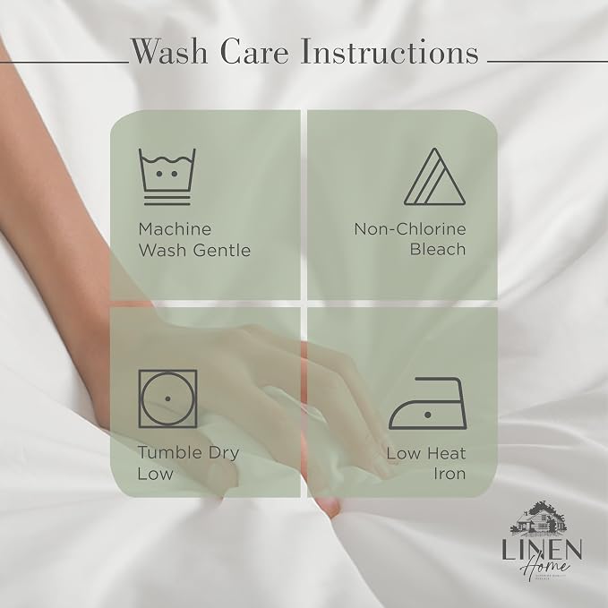 Linen Home 100% Cotton Percale Sheets King Size, 4-Piece Set - Crisp, Soft, Cool & Breathable, Deep Pocket Fits 16" Mattress, Long-Staple Combed Cotton, Hotel Style, Oil Green