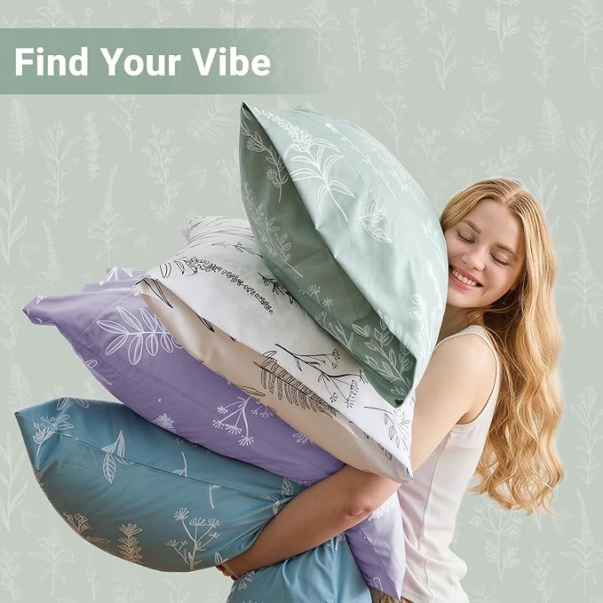 MUXHOMO Duvet Cover Full Size, Reversible Floral Green Duvet Cover Set with Zipper Closure, 3 Pieces Botanical Patterns Soft Microfiber Bedding Set with 4 Ties (80"x90", 2 Pillow Cases)