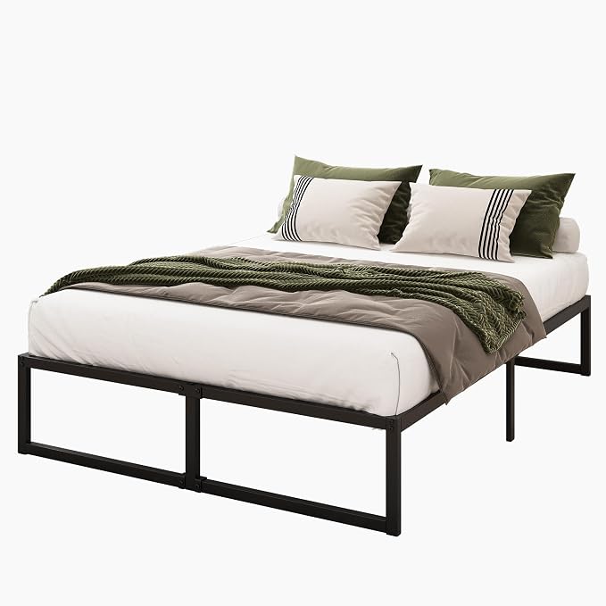 Lutown-Teen 12 Inch California King Bed Frames with Steel Slat Support | Heavy Duty Metal Cal King Platform for Mattress Foundation, Noise Free, Easy Assembly, Black