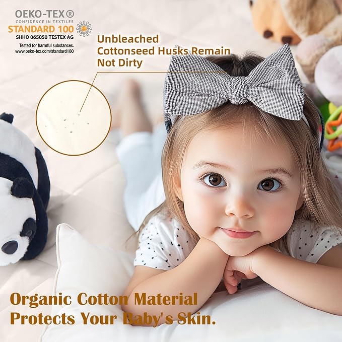 Organic Crib Mattress Protector - Top&Side 100% Waterproof Protector | Organic Mattress Protectors for bed | 5-Sided Waterproof Protection | Noiseless & Breathable | Crib Size 52x28x9 in