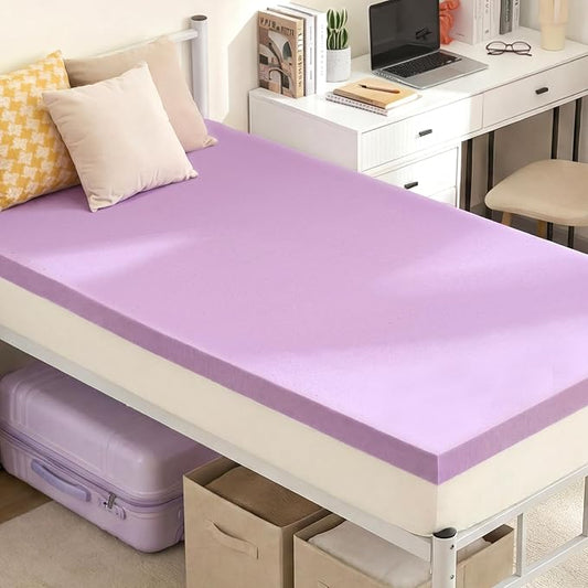 BDEUS Gel Memory Foam Mattress Topper Twin XL, 1.5 in Twin Extra Long Mattress Pad for College Dorm, Ventilated Soft Bed Topper, CertiPUR-US Certified, Twin XL Size