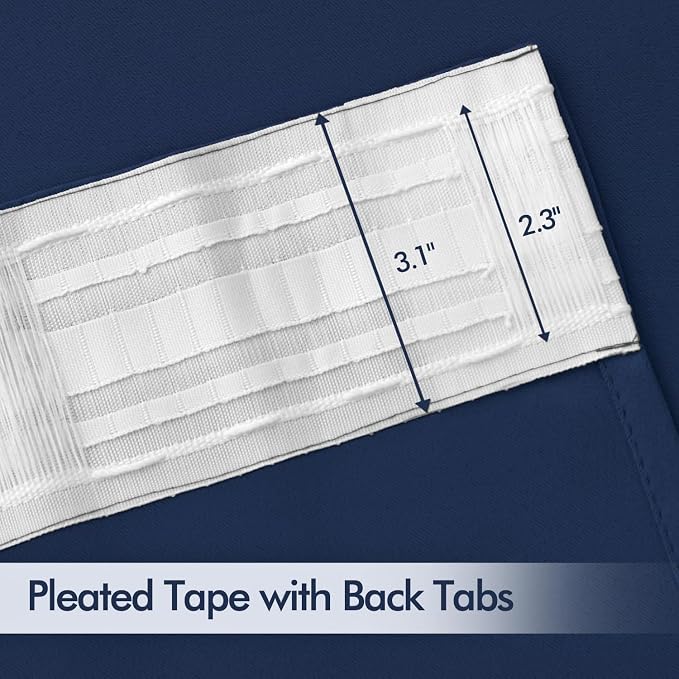 MIULEE Navy Blue Back Tab Blackout Curtains 52x84 Inch Length 2 Panels Set | Rod Pocket Pinch Pleated, Thermal Insulated, Room Darkening, Light Blocking, Privacy Curtains for Living Room Bedroom