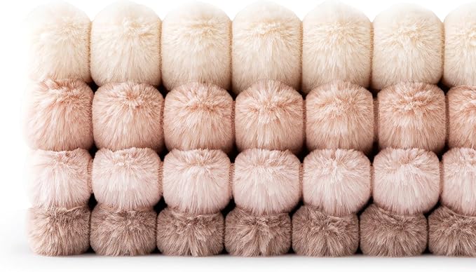 MIULEE Faux Fur Plush Decorative Throw Pillow Covers 18x18, Pink | Set of 4, Striped, Soft Cute Romantic Modern Home Decor, Cushion Cases for Sofa Couch Bed Living Room