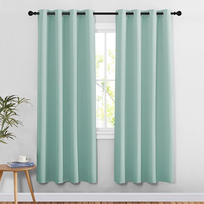 NICETOWN Aqua Blue Doorway Curtains 78 inches Long, Grommet Privacy Door Curtains Room Darkening Thermal Window Treatments for Bedroom/Living Room, 2 Panels, W52 x L78