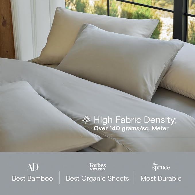 DOZ Duvet Cover Set, 100% Viscose derived from Bamboo, Organically Grown, Buttery Soft, Cooling Duvet Covers, High GSM, 1 Duvet Cover and 1 Pillowcase, 70"x90" (Dove, Twin/Twin XL)