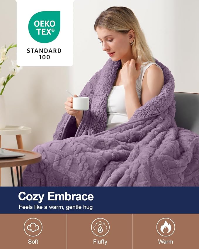 Ultra Soft Sherpa Weighted Blanket for Adults, 60"x80" 20lbs Heavy Blankets | Cozy Comfort for Relaxing Nights, Double-Sided Fluffy Sherpa & Fleece, Double Inner Layers-No Bead Bunching, Even Weight