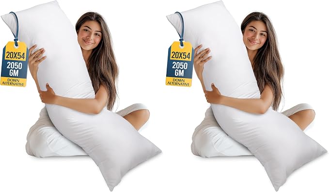 Utopia Bedding Full Body Pillow for Adults (White, 20 x 54 Inch), Long Pillow Insert for Sleeping, Ideal for Side Sleepers (Pack of 2)