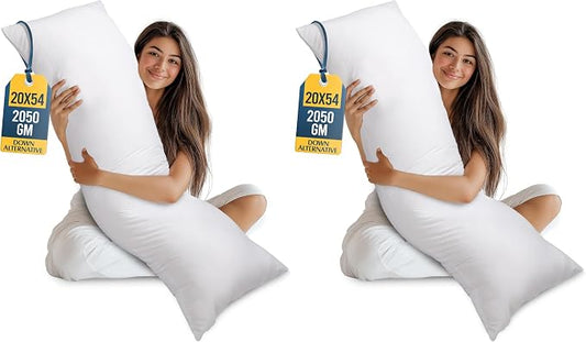 Utopia Bedding Full Body Pillow for Adults (White, 20 x 54 Inch), Long Pillow Insert for Sleeping, Ideal for Side Sleepers (Pack of 2)
