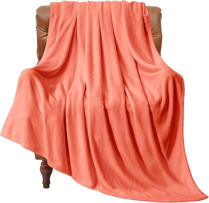 BEDELITE Fleece Blanket Soft Plush Throw for Couch Coral Red 50"x60" | Ultra Soft Fleece, Plush Microfiber, Lightweight Warmth, All Season Comfort, Fade Resistant, Machine Washable, Couch Sofa Bed