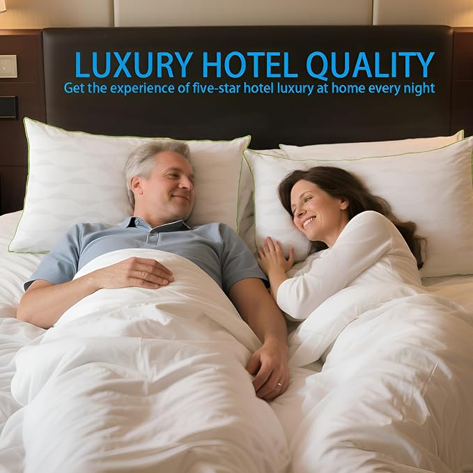 Bed Pillows Standard Size Set of 2,for Sleeping,Down Alternative Fill | Adjustable with Zipper,Soft Support for Side,Back and Stomach Sleepers,with Oeko-Tex Certified,Luxury Hotel Quality