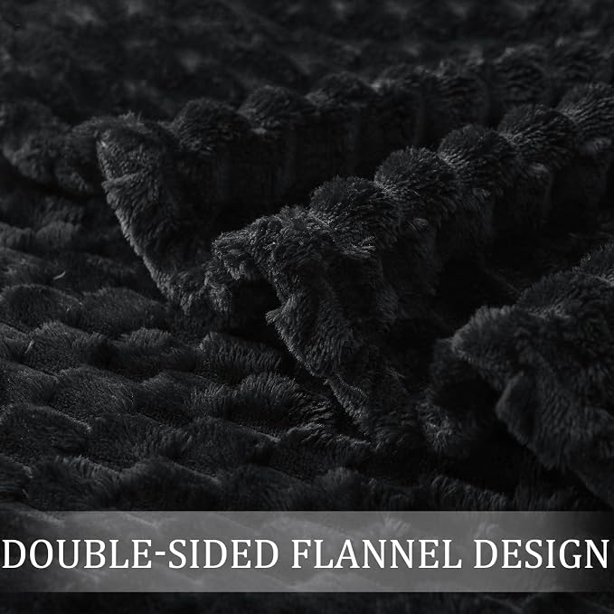 Exclusivo Mezcla 3D Fleece California King Blanket for Bed, Black | Oversized Soft Fuzzy Plush Lightweight Bed Blankets, Cozy Fluffy Decorative Blankets for All Seasons, 120x120 Inches
