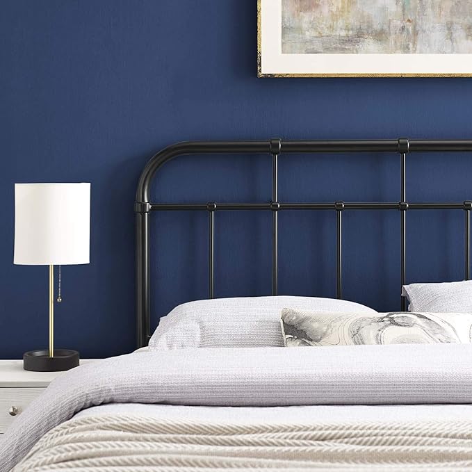 Modway Alessia Modern Farmhouse Metal Queen Headboard in Black