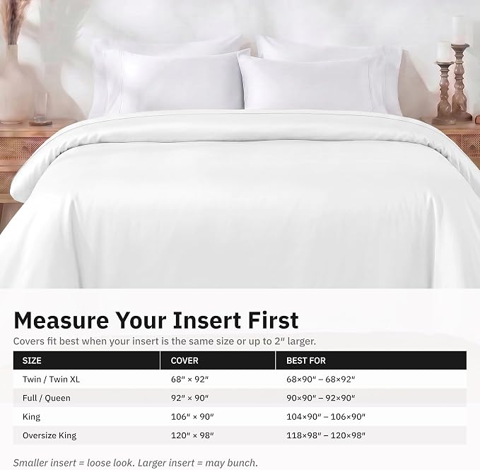 California Design Den 100% Cotton Sateen Twin XL Duvet Cover, Antique White | Duvet Cover Only, Comforter Not Included, Backed by Good Housekeeping Seal, Button Closure & Corner Ties