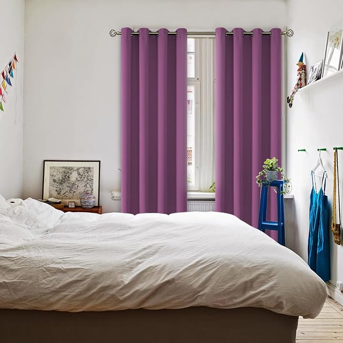 BGment Eggplant Purple Blackout Curtains for Bedroom 72 Inch - 2 Panels | Grommet Top, Black Out, Room Darkening, Sunblock, Thermal Insulated, Window Drapes for Kids Boys Room, 52x72 Inch
