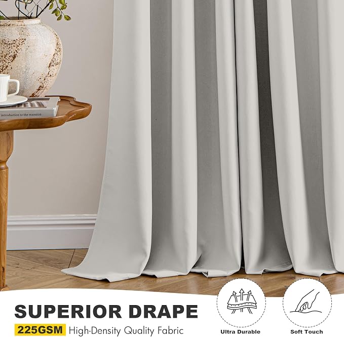 MIULEE Blackout Curtains for Bedroom 2 Panels 40x72 Inch Long Natural White | Thermal Insulated, Living Room Darkening Grommet Drapes, Noise Reducing, Light Blocking Window Treatments